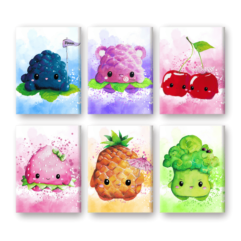 6 Mini-Gem?lde | Kawaii Foods Set - by Tiny Tami