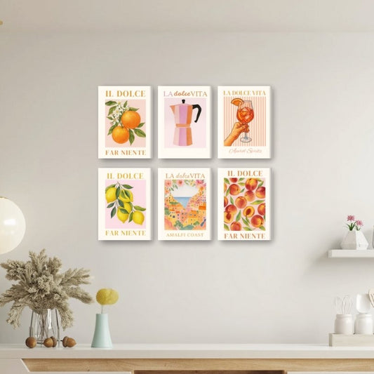 Malen nach Zahlen ¨C 6 Mini-Gem?lde | Italienische ''Dolce Vita'' Set