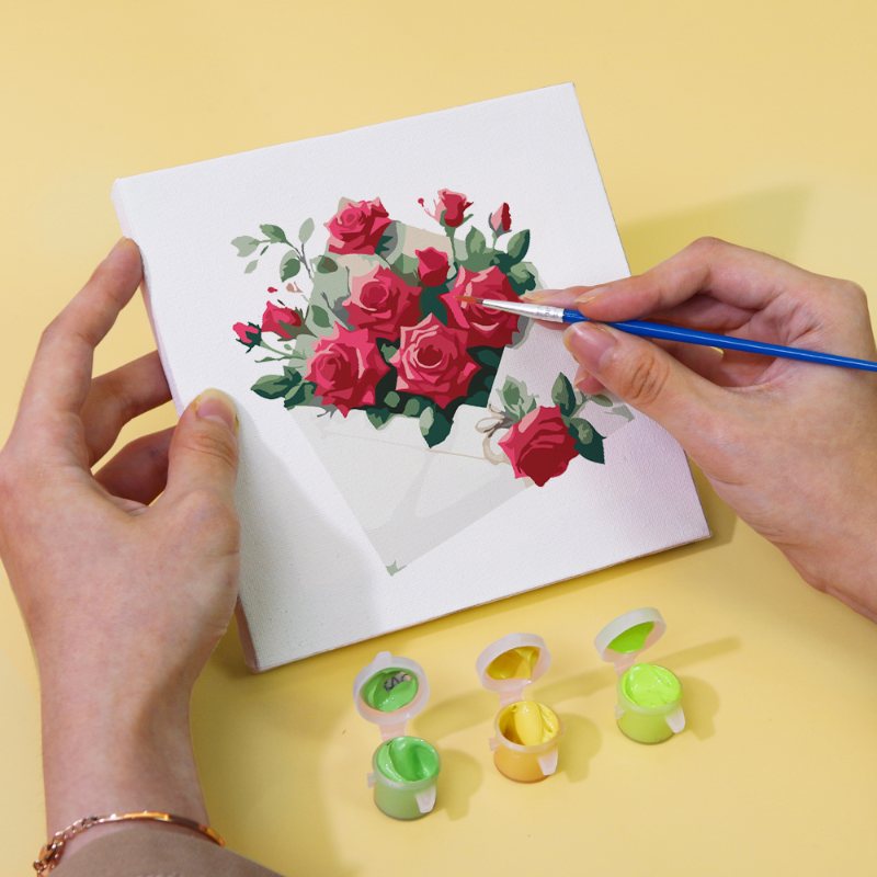 Malen nach Zahlen - 6 Mini- Gem?lde | Valentinstag-Set
