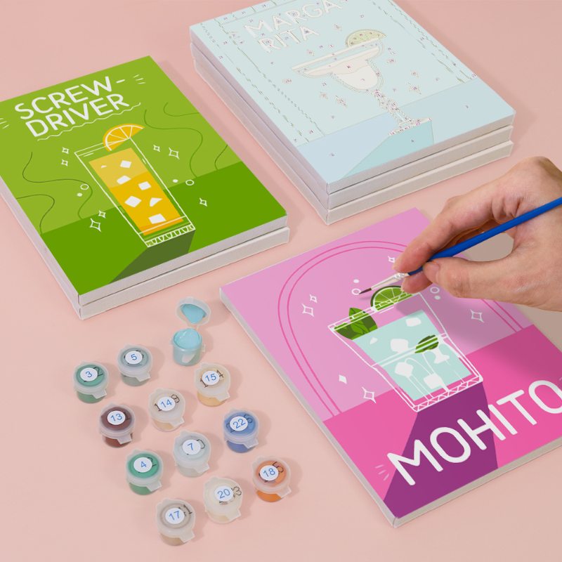 Malen nach Zahlen ¨C 6 Mini-Gem?lde | Paint & Pour Cocktail-Set