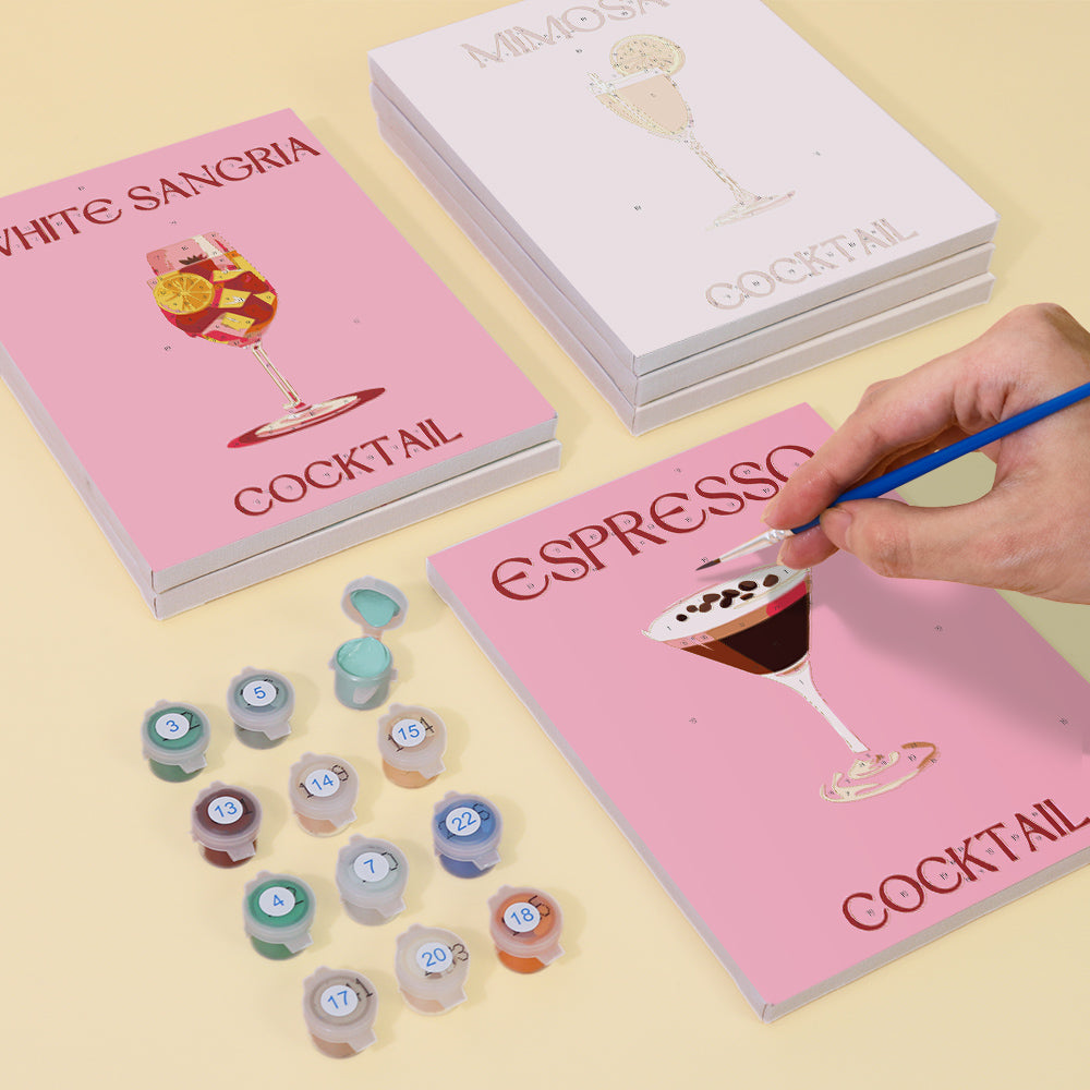 Malen nach Zahlen ¨C 6 Mini-Gem?lde | Pink Cocktail-Set