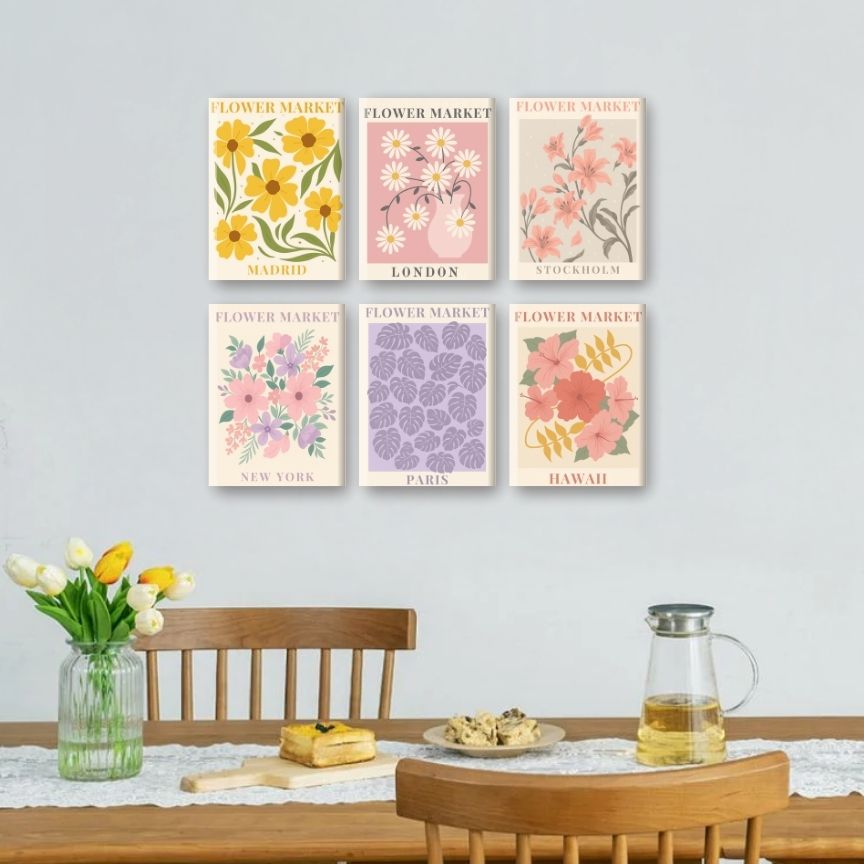 Malen nach Zahlen ¨C 6 Mini-Gem?lde | Wundersch?nes Blumenmarkt-Set