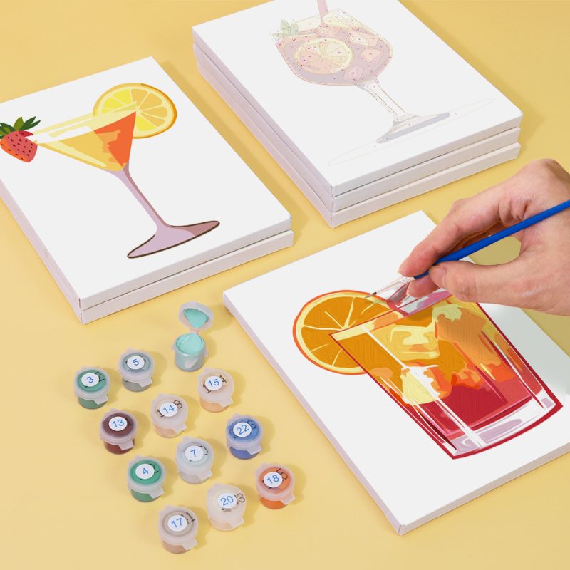 Malen nach Zahlen - 6 Mini-Gem?lde | Sommer Cocktail-Set