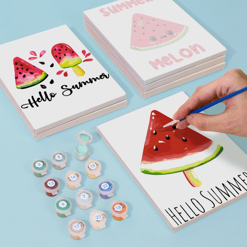 Malen nach Zahlen ¨C 6 Mini-Gem?lde | Summer Melon Set