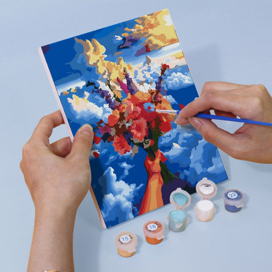 Malen nach Zahlen ¨C 6 Mini-Gem?lde | Blumenstr?u?e im Himmel-Set