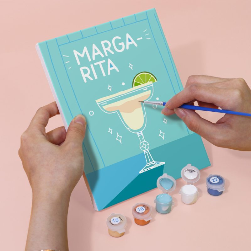 Malen nach Zahlen ¨C 6 Mini-Gem?lde | Paint & Pour Cocktail-Set