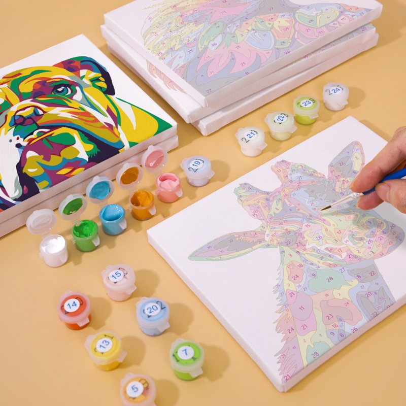 Malen nach Zahlen ¨C 6 Mini-Gem?lde | Set Bunte Tiere