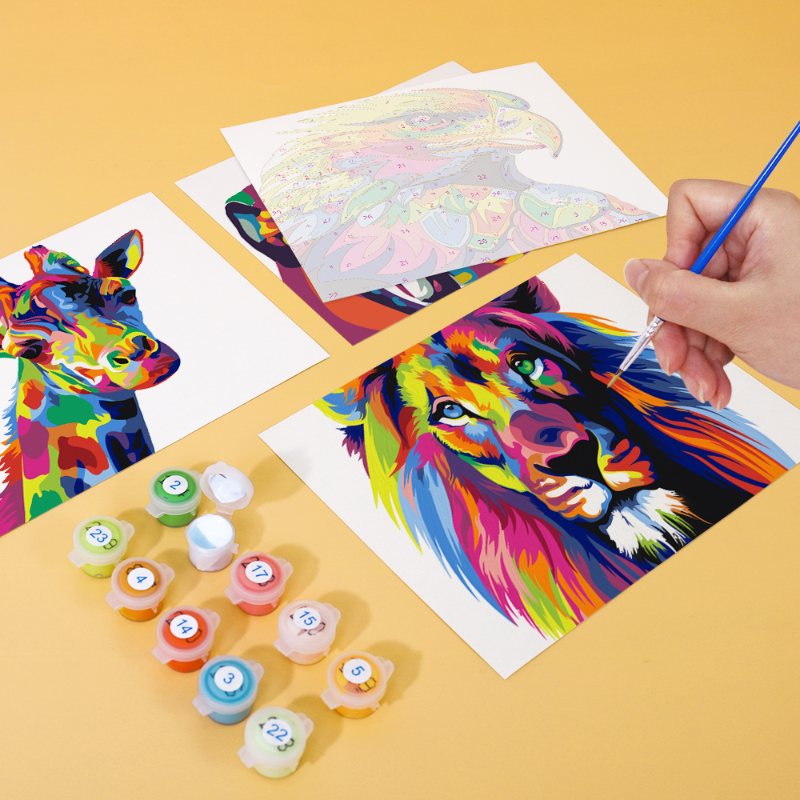 Malen nach Zahlen ¨C 6 Mini-Gem?lde | Set Bunte Tiere