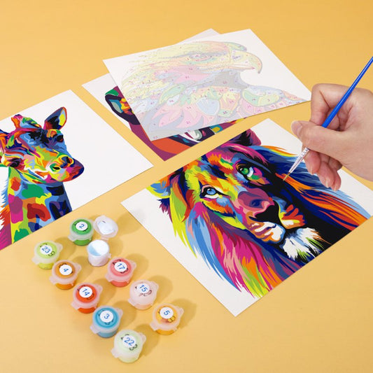 Malen nach Zahlen ¨C 6 Mini-Gem?lde | Set Bunte Tiere