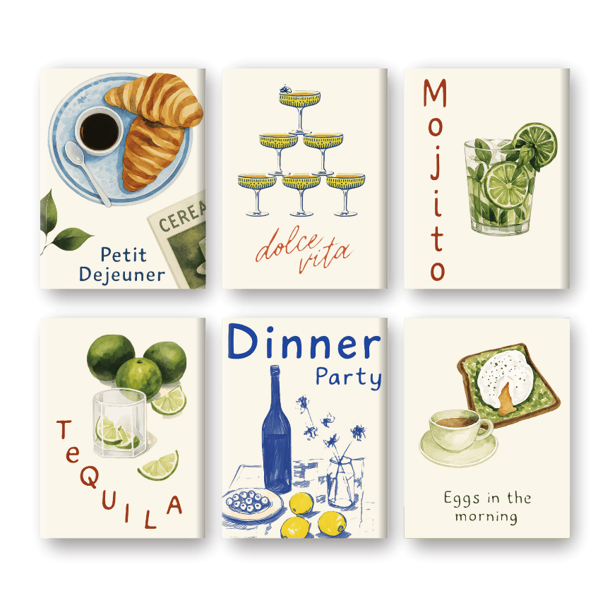 Malen nach Zahlen ¨C 6 Mini-Gem?lde | Food & Drinks-Set