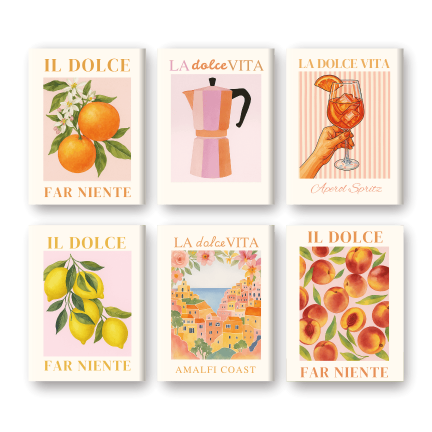 Malen nach Zahlen ¨C 6 Mini-Gem?lde | Italienische ''Dolce Vita'' Set