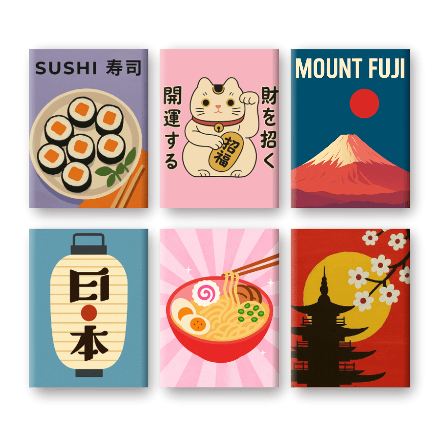 Malen nach Zahlen ¨C 6 Mini-Gem?lde | Japan-Set