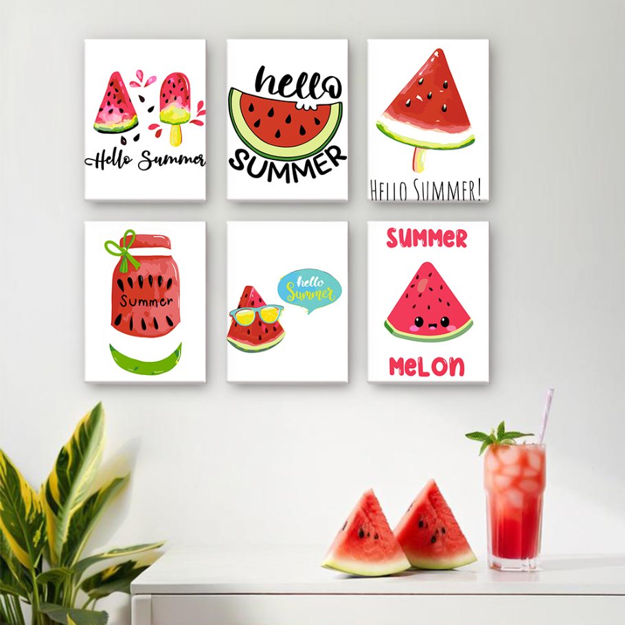 Malen nach Zahlen ¨C 6 Mini-Gem?lde | Summer Melon Set
