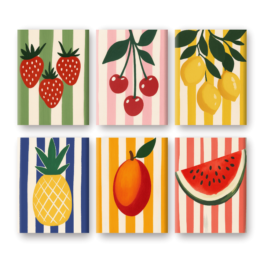 Malen nach Zahlen ¨C 6 Mini-Gem?lde | Obst-Set