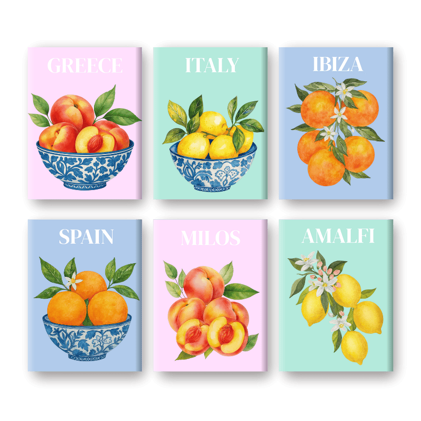 Malen nach Zahlen ¨C 6 Mini-Gem?lde | Mediterranes Frucht-Set