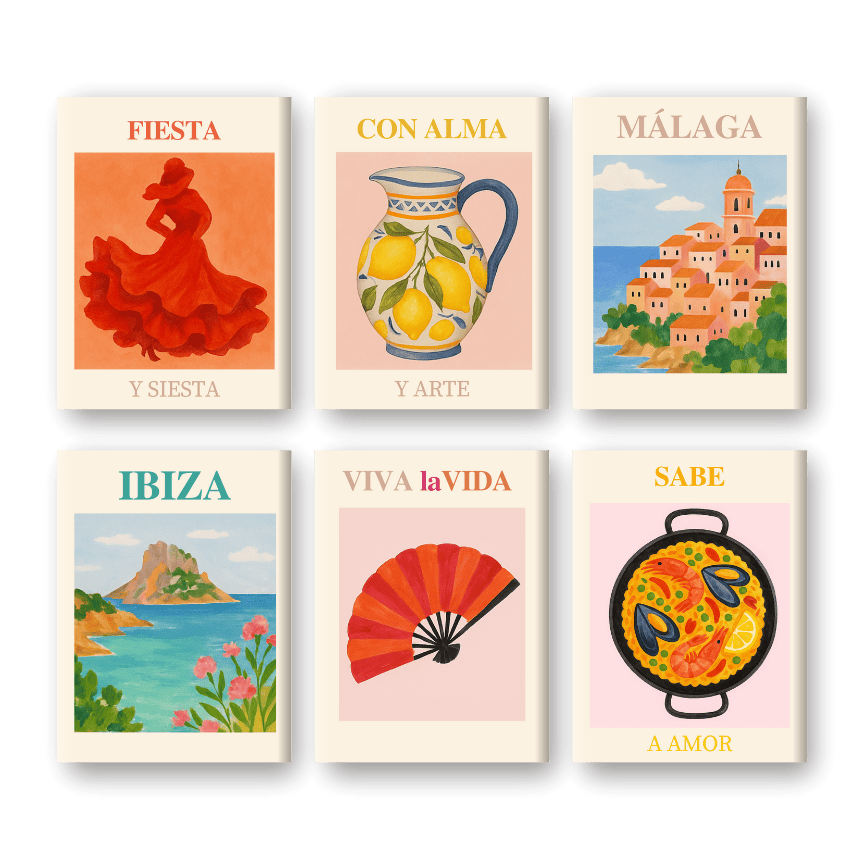 Malen nach Zahlen ¨C 6 Mini-Gem?lde | Spanischer Sommer-Set