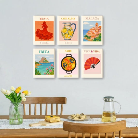 Malen nach Zahlen ¨C 6 Mini-Gem?lde | Spanischer Sommer-Set