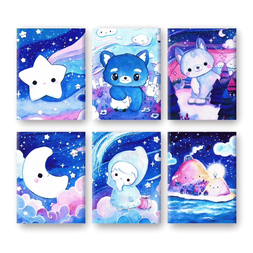 6 Mini-Gem?lde | Sweet Dreams Set - by Tiny Tami