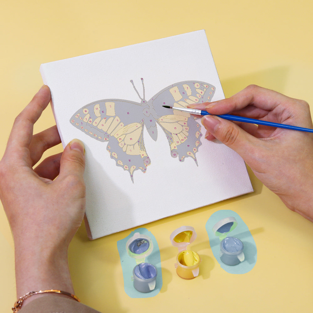 Malen nach Zahlen - 6 Mini-Gem?lde | Schmetterlings-Set
