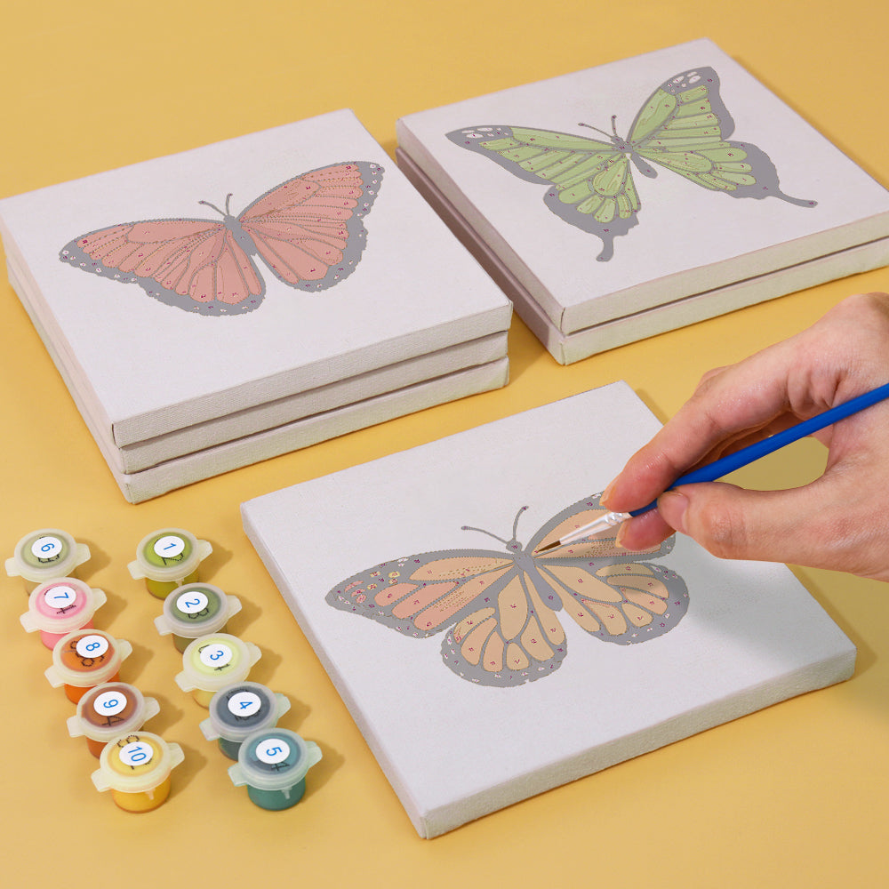 Malen nach Zahlen - 6 Mini-Gem?lde | Schmetterlings-Set