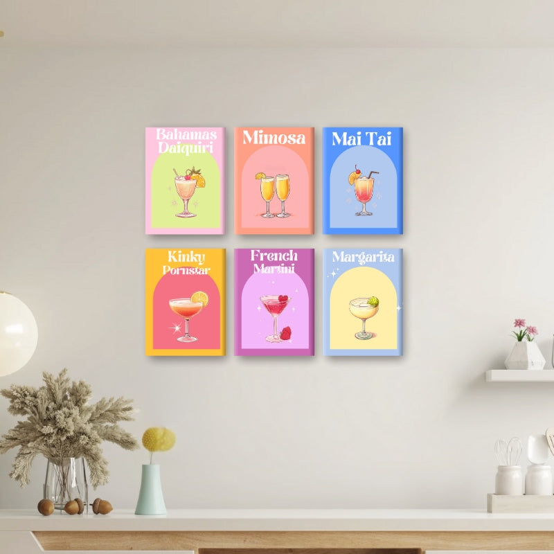 Malen nach Zahlen ¨C 6 Mini-Gem?lde | Girls Night Out Cocktail-Set