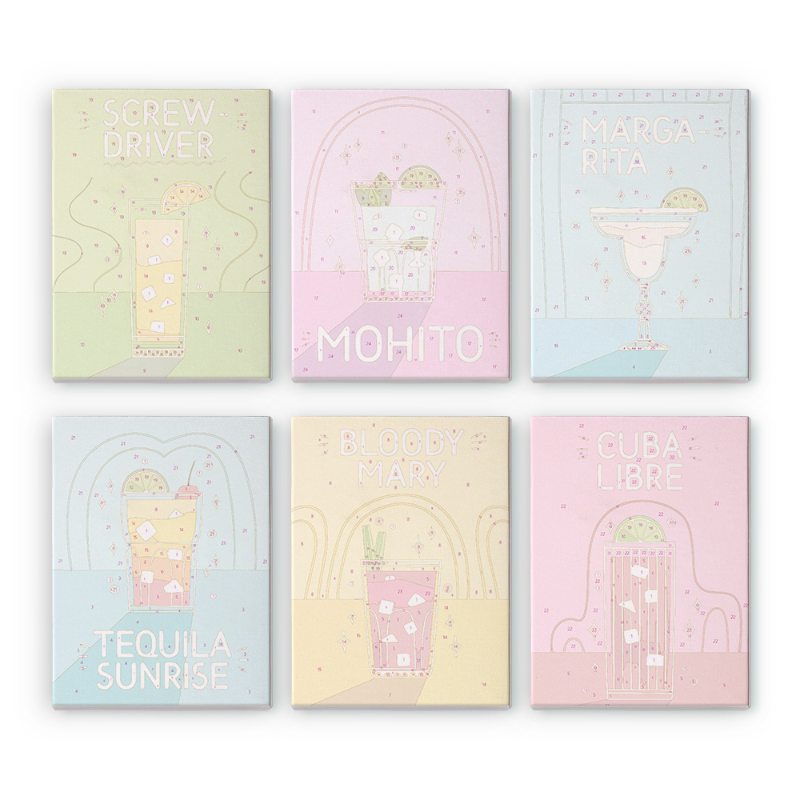 Malen nach Zahlen ¨C 6 Mini-Gem?lde | Paint & Pour Cocktail-Set