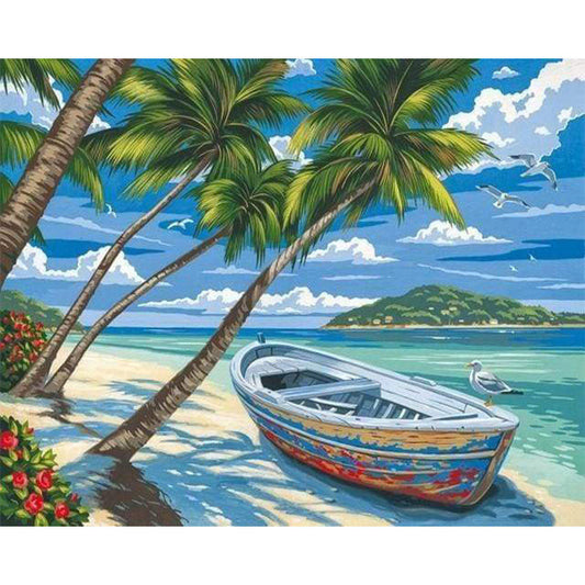 Boat under the Coconut trees
