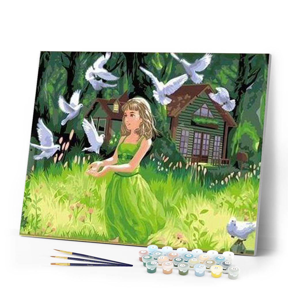 Young Lady feeding Birds