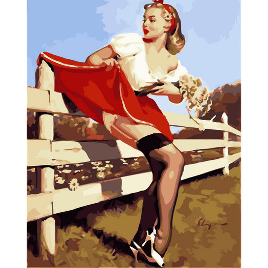 Vintage Pin-up with Fence
