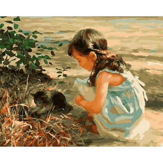 Young Girl and her Cat