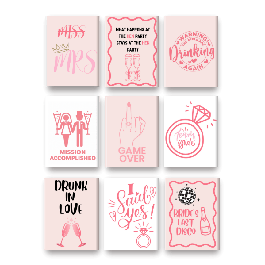 Malen nach Zahlen - 9 Mini-Gem?lde | Bachelorette-Set