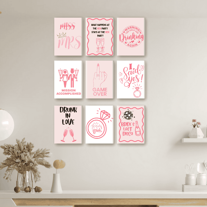 Malen nach Zahlen - 9 Mini-Gem?lde | Bachelorette-Set