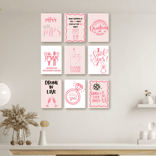 Malen nach Zahlen - 9 Mini-Gem?lde | Bachelorette-Set