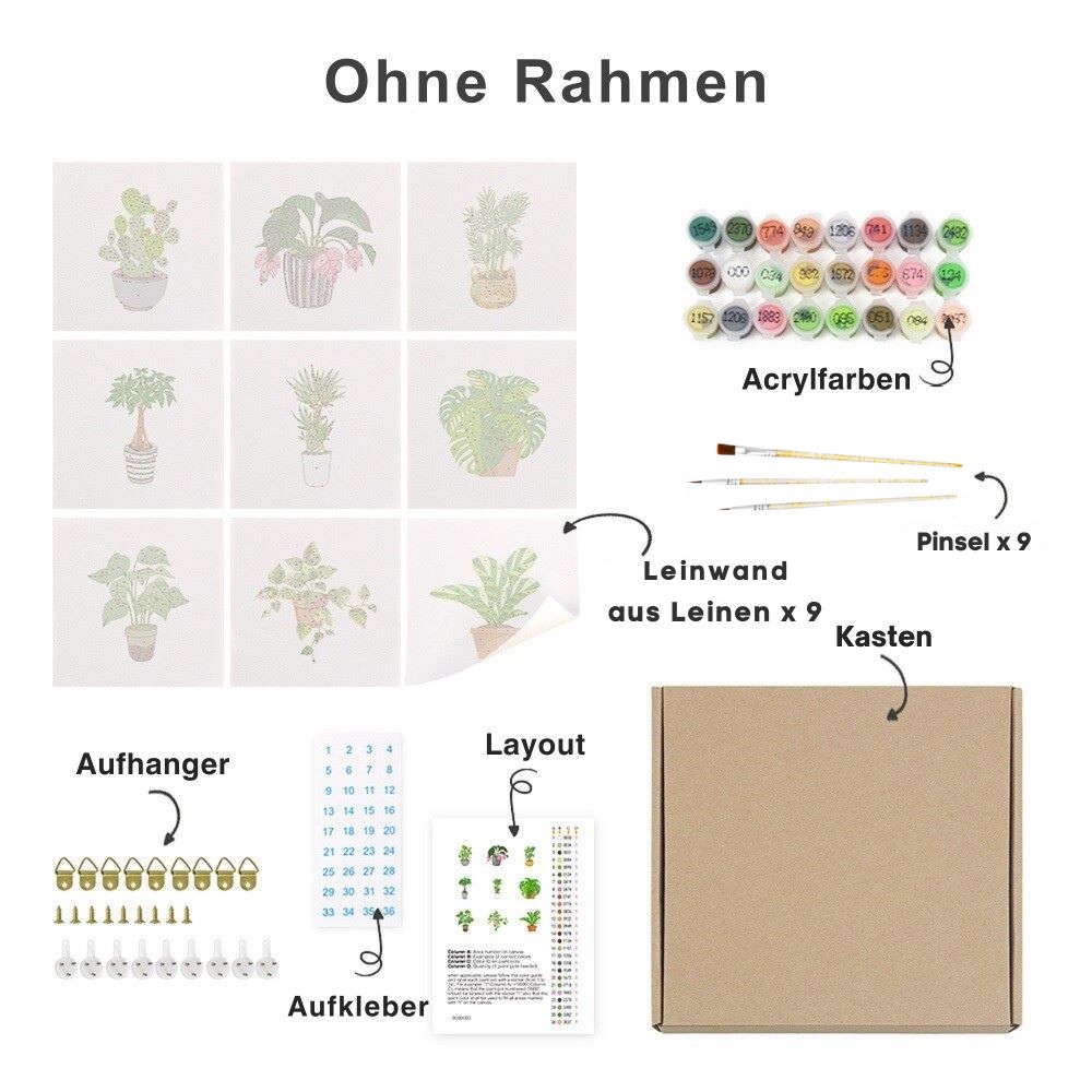 Malen nach Zahlen - 9 Mini-Gem?lde | Bachelorette-Set