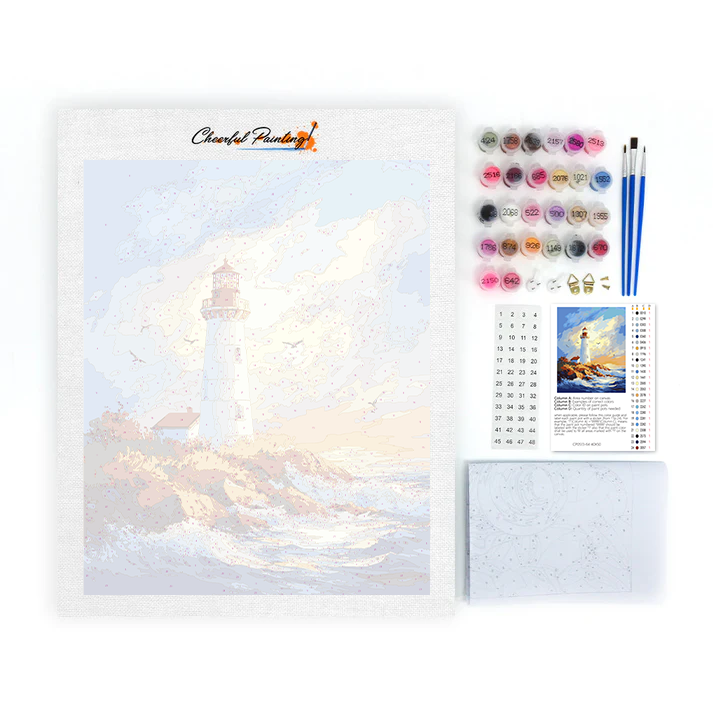 Leuchtturm am Meer - Malen nach Zahlen