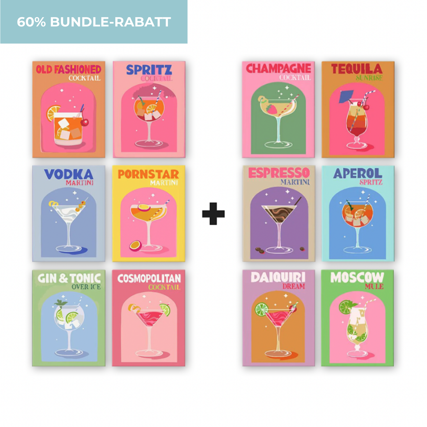 12 Mini Paintings | Farbenfroher Cocktail-Mix