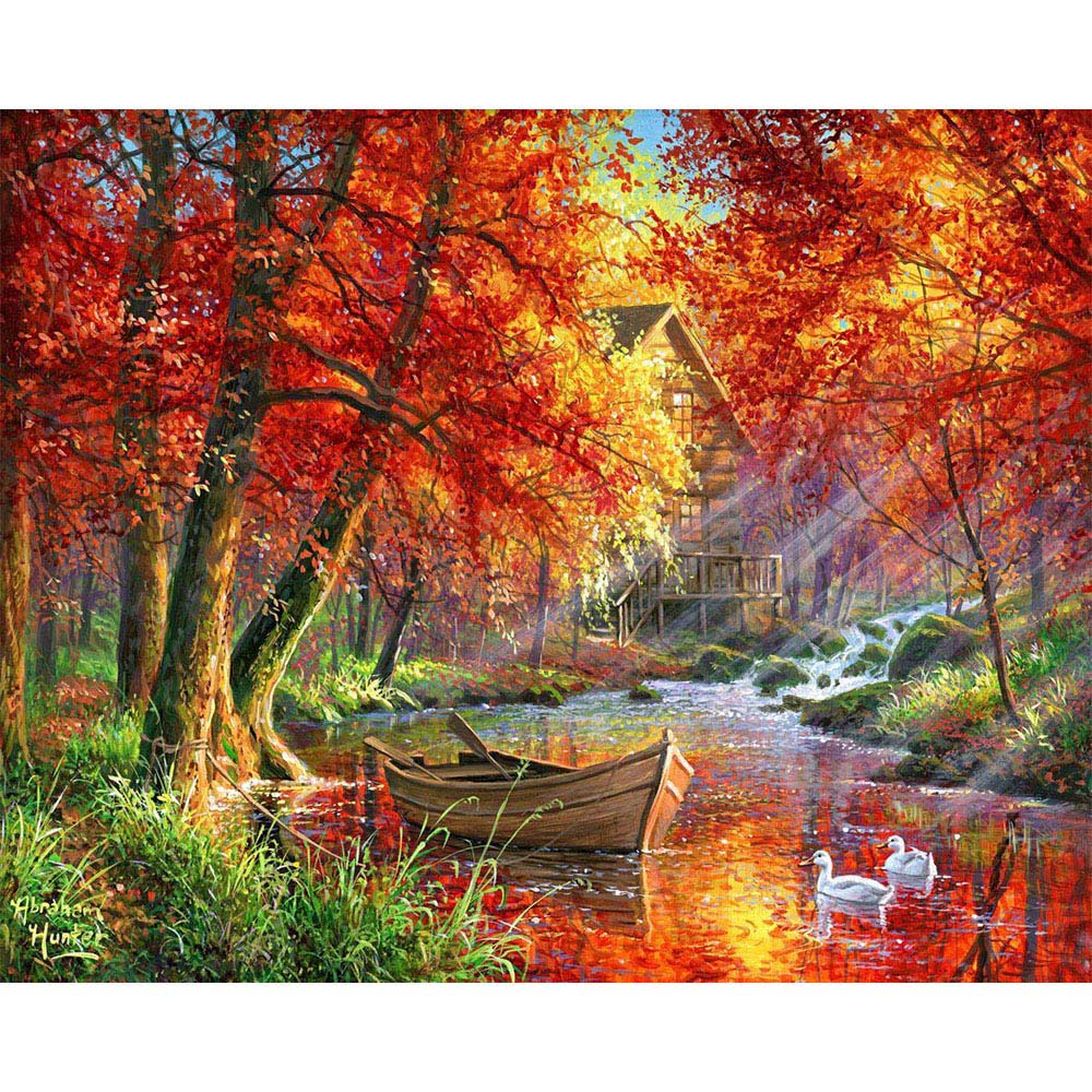 Autumn River and Boat