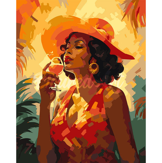 Art Deco Woman with a Glass