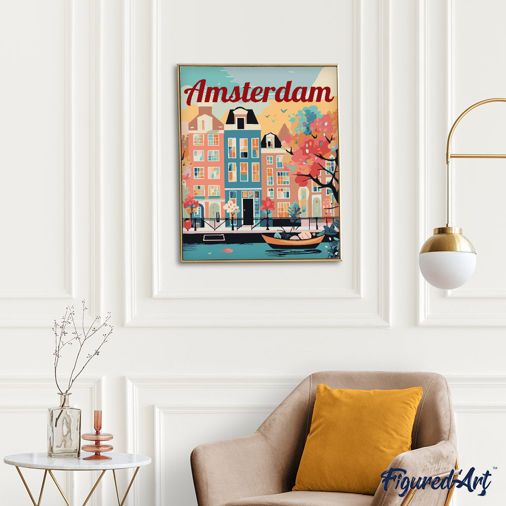 Reiseposter Amsterdam in Blüte