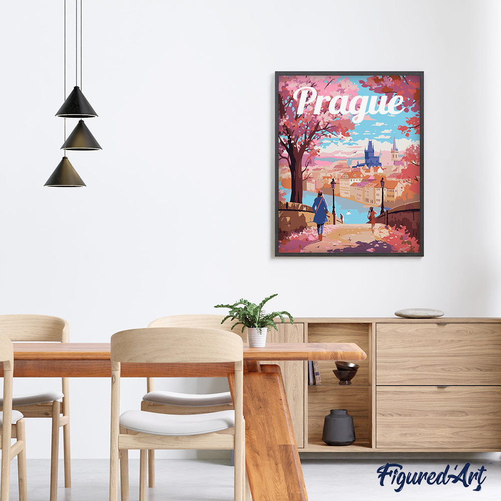 Reiseplakat Prag in Blüte