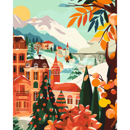 Winter City in the Mountains