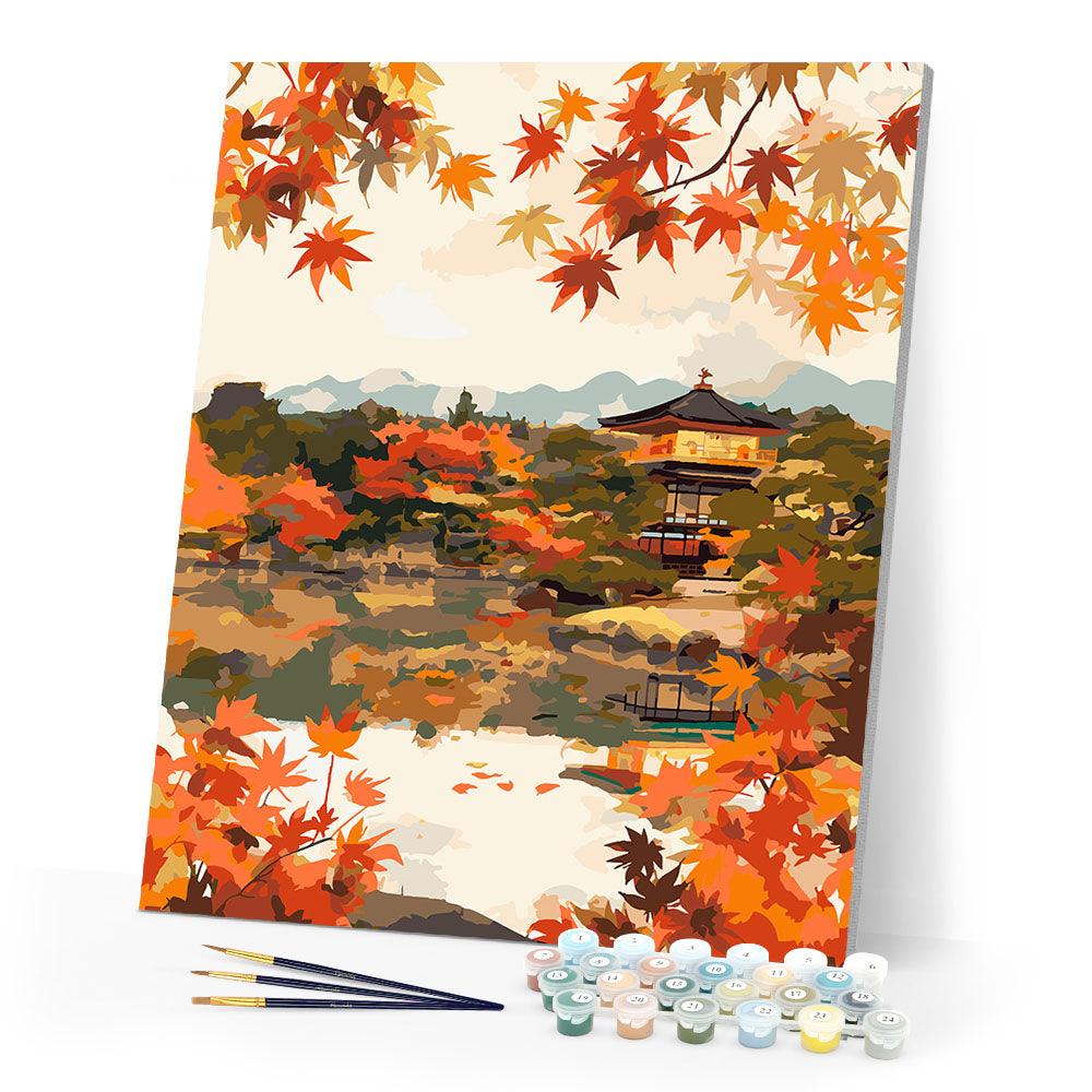 Japanese Temple by Fall Lake