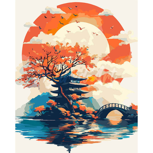 Pagoda Under the Rising Sun