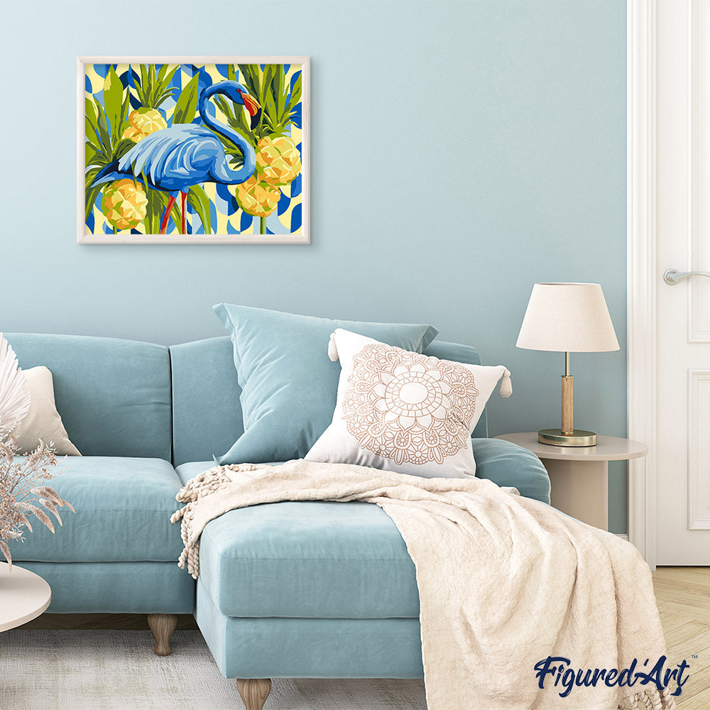 Blauer Flamingo