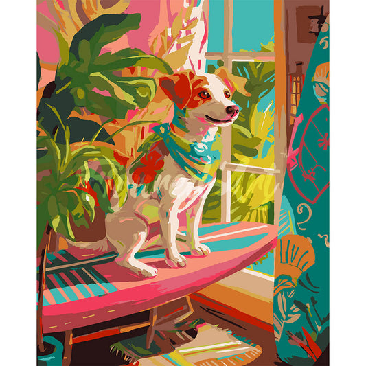 Surfbegeisterter Hund