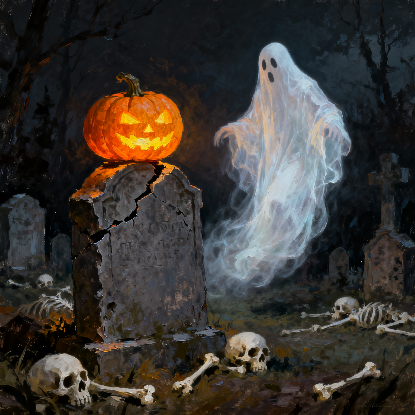 White Ghost in the Cemetery - Paint by Numbers