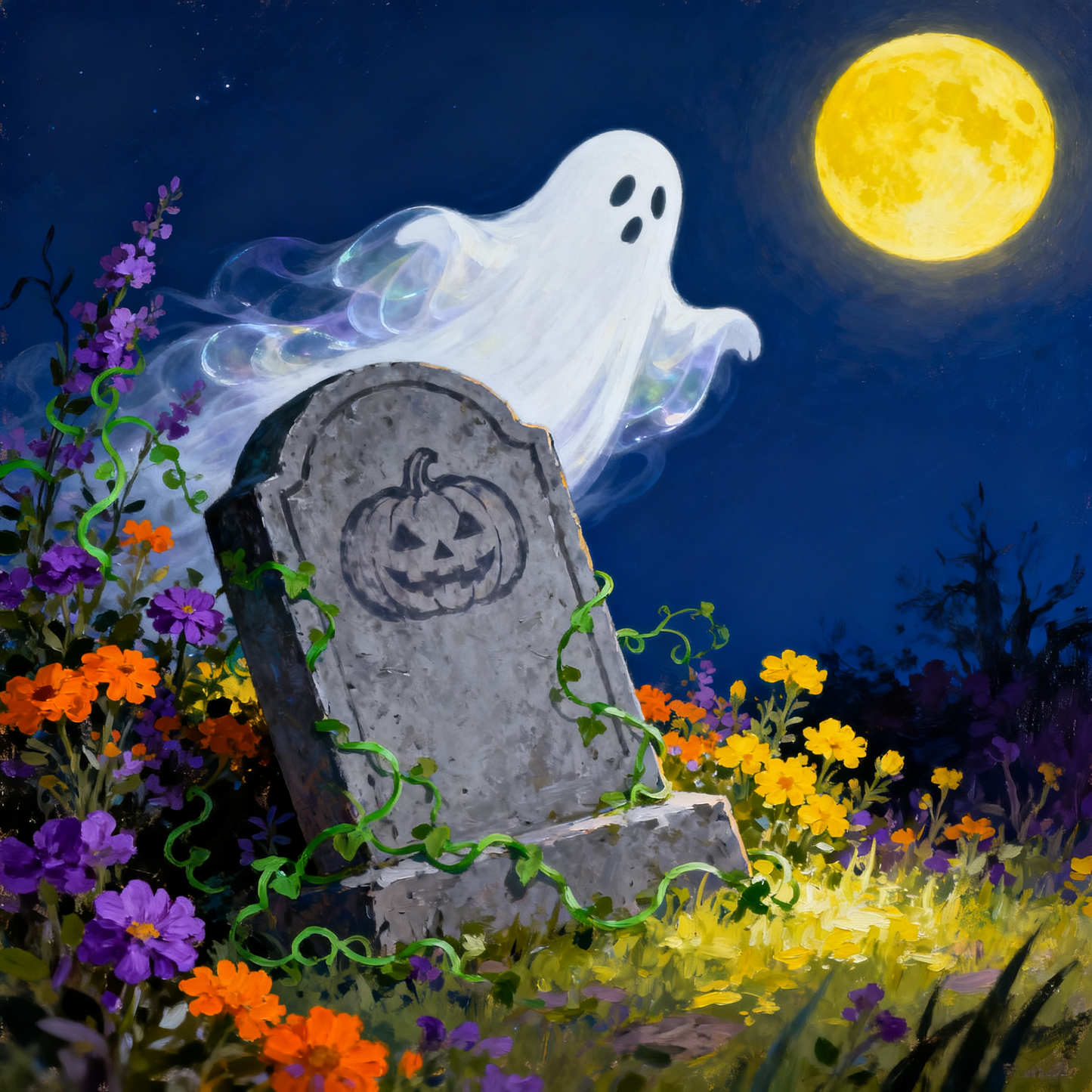 Pumpkin Graveyard - Paint by Numbers