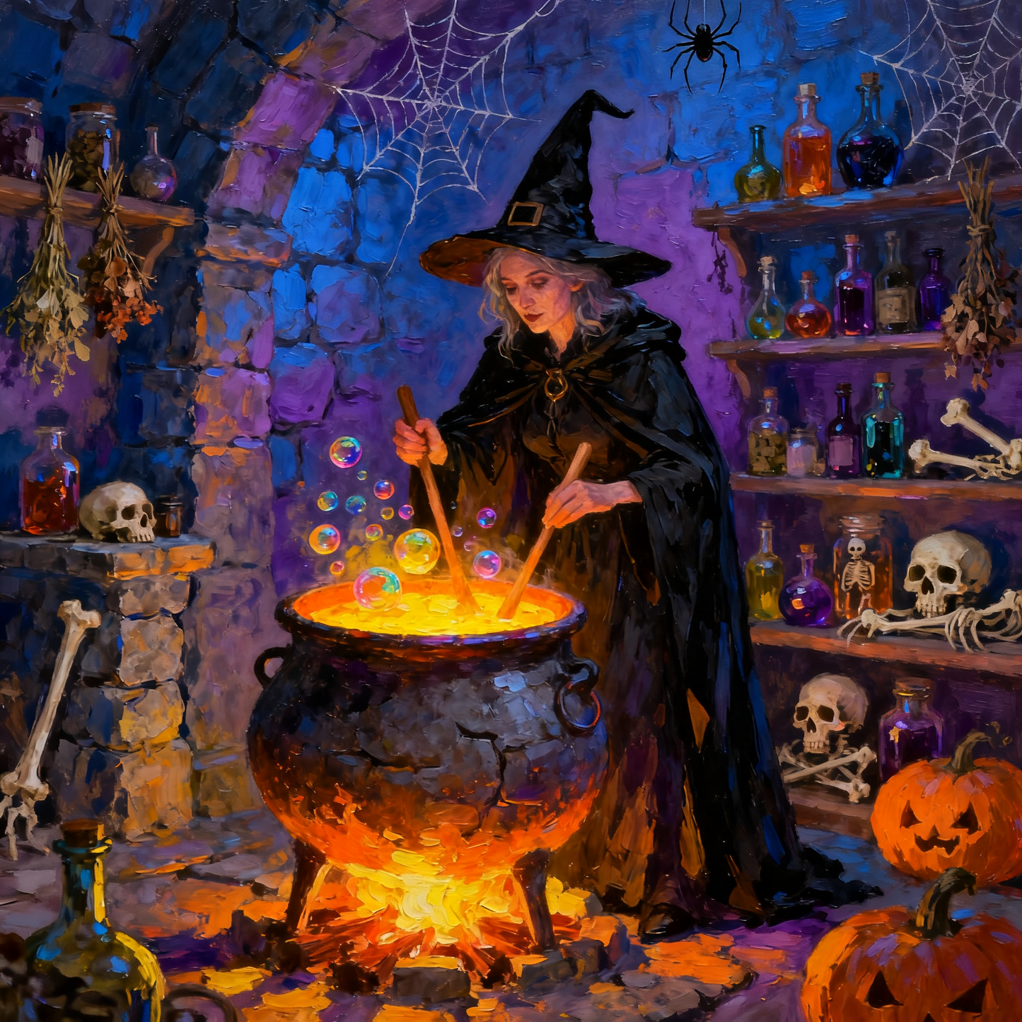 A witch making potions - Paint by Numbers