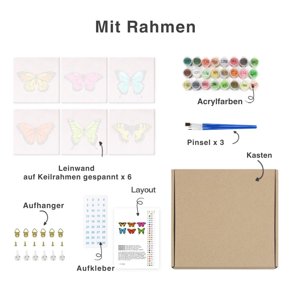 Malen nach Zahlen - 6 Mini-Gem?lde | Blumen-set