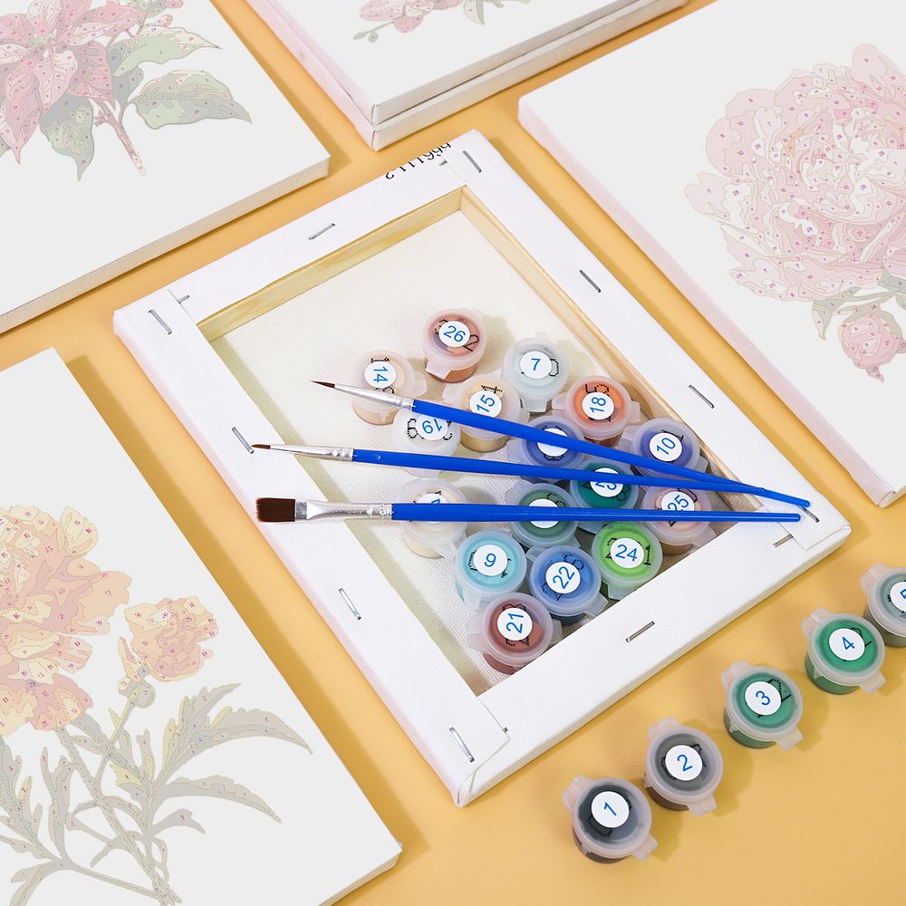 Malen nach Zahlen - 6 Mini-Gem?lde | Blumen-set